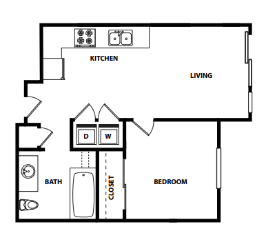 1 Bed 1 Bath Floor Plan at FARM BY VINTAGE, Washington, 98012